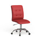 Chaise de bureau mi-haute sans accoudoirs, similicuir, simple, 8 couleurs