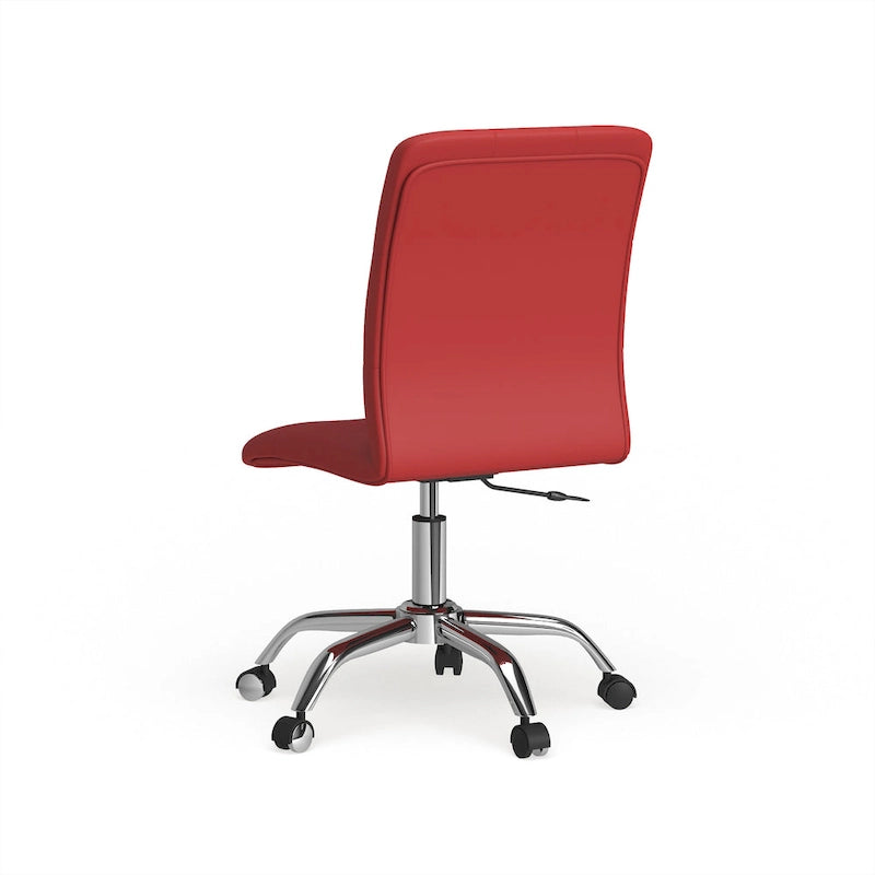 Chaise de bureau mi-haute sans accoudoirs, similicuir, simple, 8 couleurs