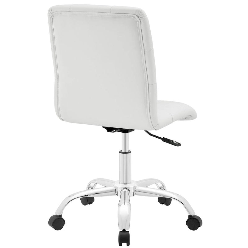 Chaise de bureau mi-haute sans accoudoirs, similicuir, simple, 8 couleurs