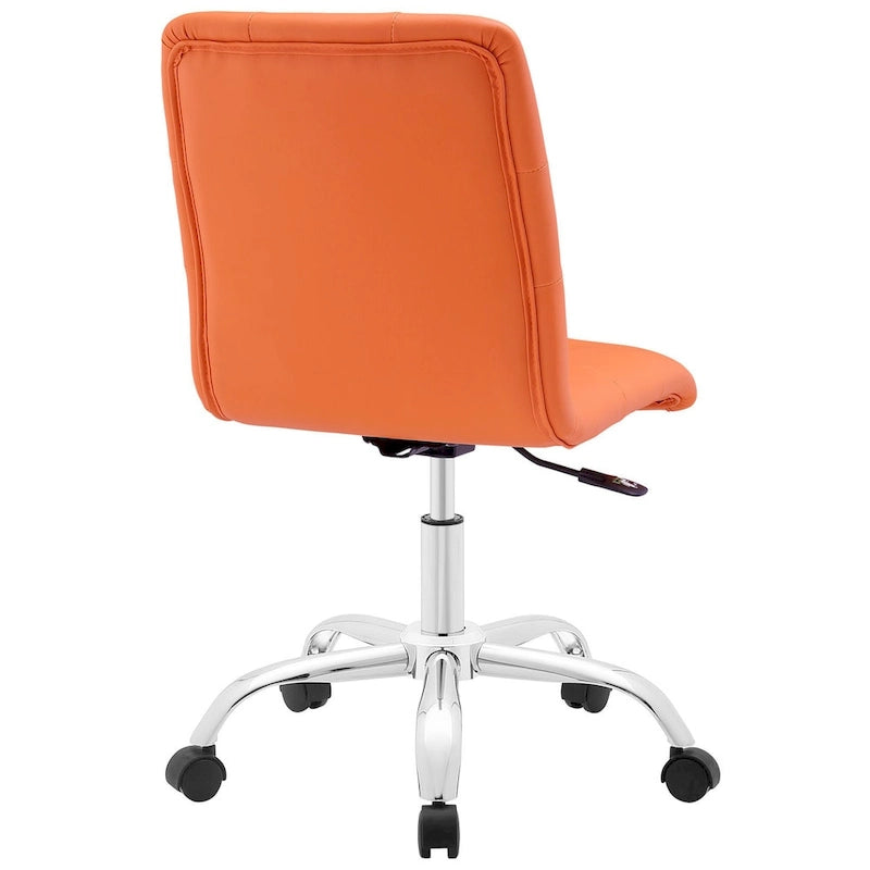 Chaise de bureau mi-haute sans accoudoirs, similicuir, simple, 8 couleurs