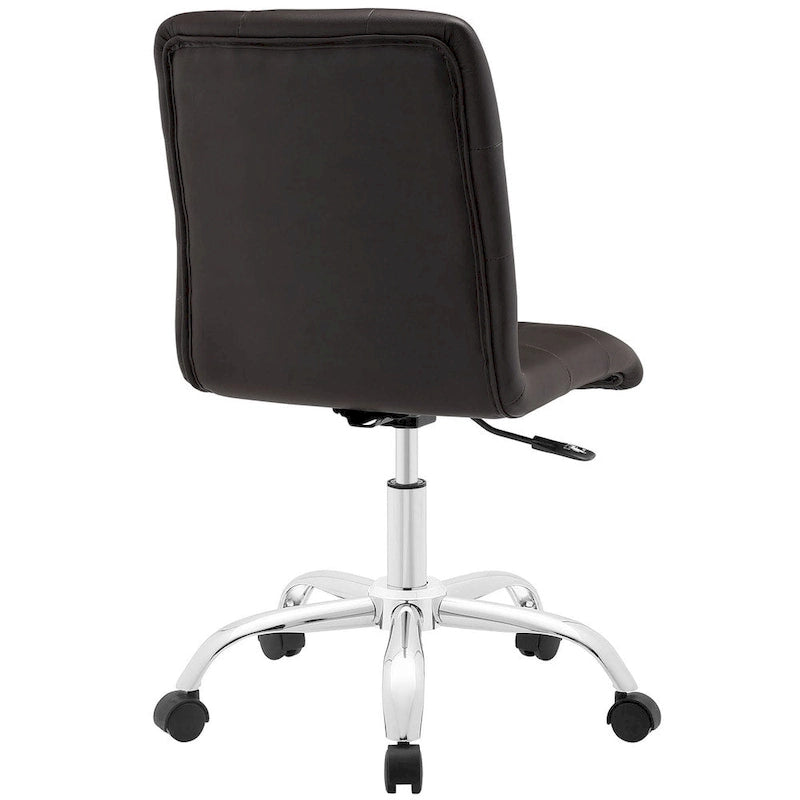 Chaise de bureau mi-haute sans accoudoirs, similicuir, simple, 8 couleurs