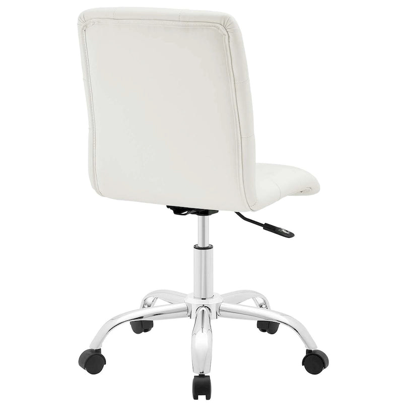 Chaise de bureau mi-haute sans accoudoirs, similicuir, simple, 8 couleurs