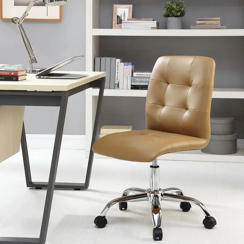 Chaise de bureau mi-haute sans accoudoirs, similicuir, simple, 8 couleurs