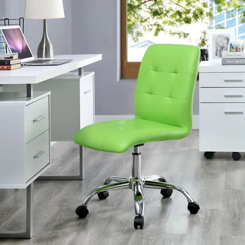 Chaise de bureau mi-haute sans accoudoirs, similicuir, simple, 8 couleurs