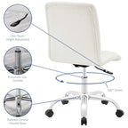 Chaise de bureau mi-haute sans accoudoirs, similicuir, simple, 8 couleurs