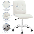 Chaise de bureau mi-haute sans accoudoirs, similicuir, simple, 8 couleurs