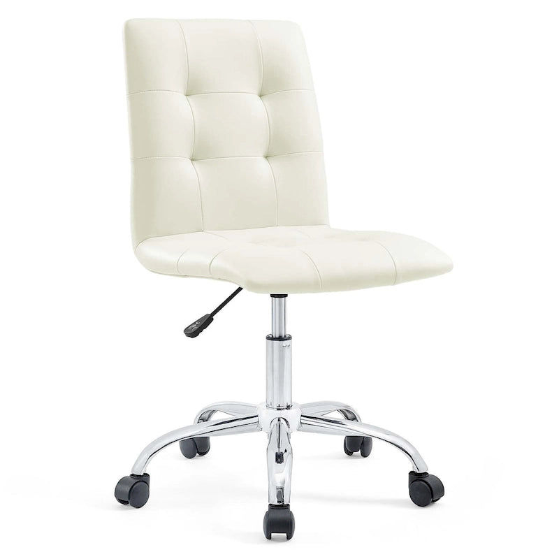 Chaise de bureau mi-haute sans accoudoirs, similicuir, simple, 8 couleurs