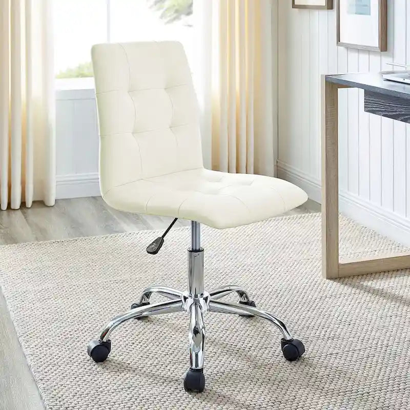 Chaise de bureau mi-haute sans accoudoirs, similicuir, simple, 8 couleurs