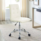 Chaise de bureau mi-haute sans accoudoirs, similicuir, simple, 8 couleurs