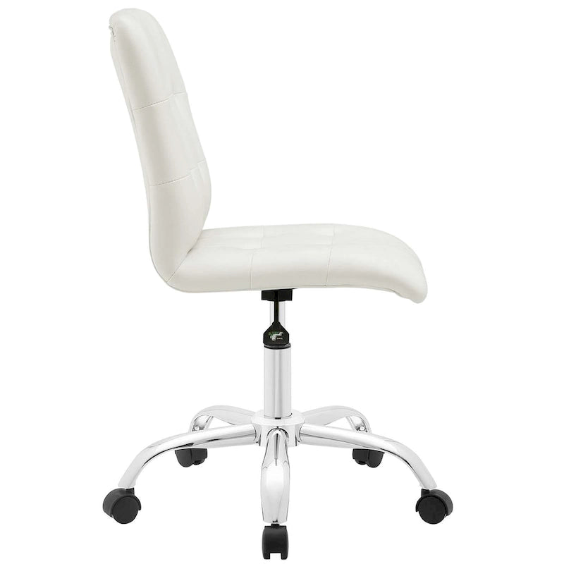 Chaise de bureau mi-haute sans accoudoirs, similicuir, simple, 8 couleurs