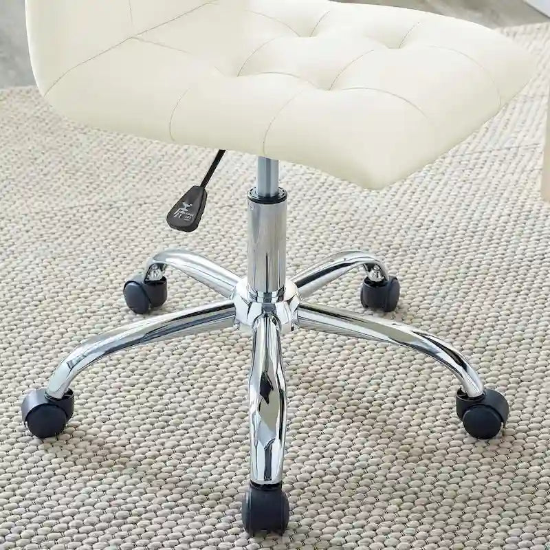 Chaise de bureau mi-haute sans accoudoirs, similicuir, simple, 8 couleurs