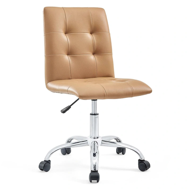 Chaise de bureau mi-haute sans accoudoirs, similicuir, simple, 8 couleurs