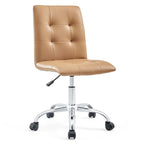 Chaise de bureau mi-haute sans accoudoirs, similicuir, simple, 8 couleurs