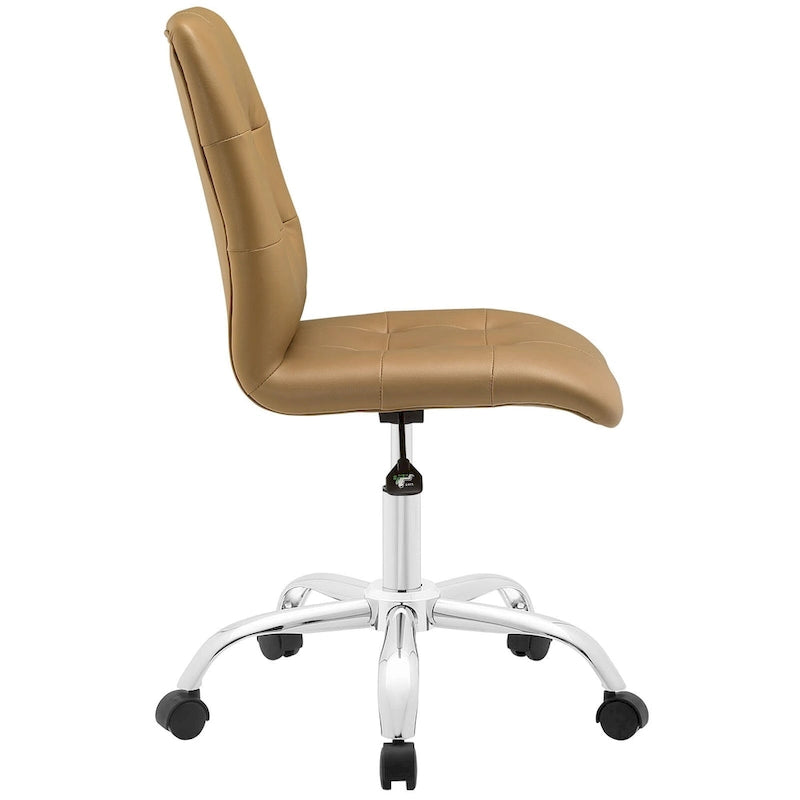 Chaise de bureau mi-haute sans accoudoirs, similicuir, simple, 8 couleurs