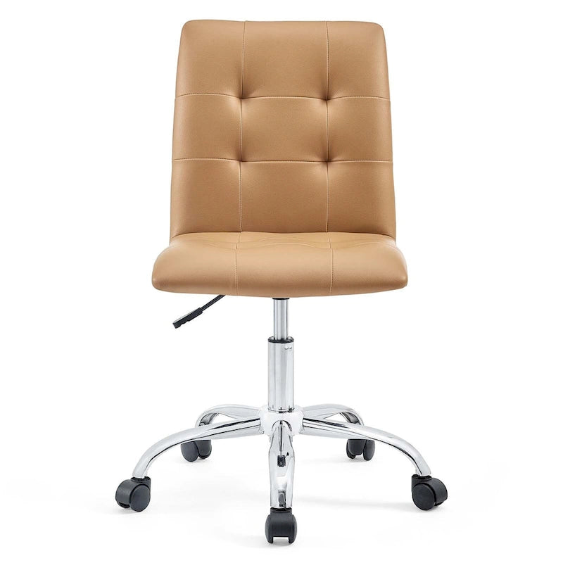 Chaise de bureau mi-haute sans accoudoirs, similicuir, simple, 8 couleurs