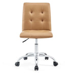 Chaise de bureau mi-haute sans accoudoirs, similicuir, simple, 8 couleurs