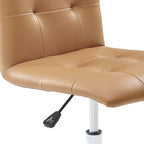 Chaise de bureau mi-haute sans accoudoirs, similicuir, simple, 8 couleurs