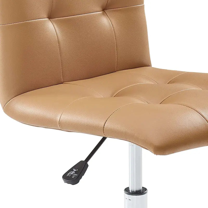 Chaise de bureau mi-haute sans accoudoirs, similicuir, simple, 8 couleurs