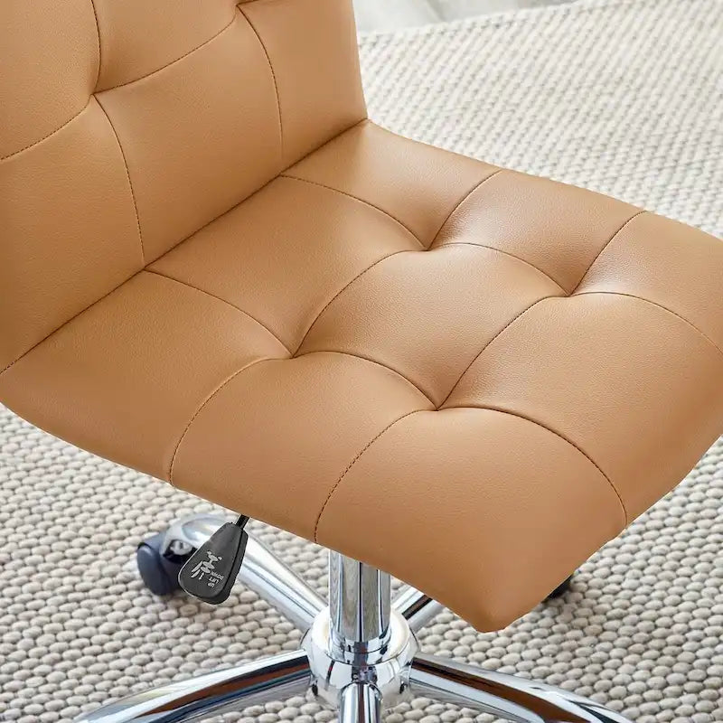 Chaise de bureau mi-haute sans accoudoirs, similicuir, simple, 8 couleurs