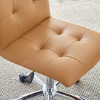 Chaise de bureau mi-haute sans accoudoirs, similicuir, simple, 8 couleurs
