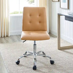 Chaise de bureau mi-haute sans accoudoirs, similicuir, simple, 8 couleurs