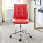 Chaise de bureau mi-haute sans accoudoirs, similicuir, simple, 8 couleurs