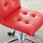 Chaise de bureau mi-haute sans accoudoirs, similicuir, simple, 8 couleurs
