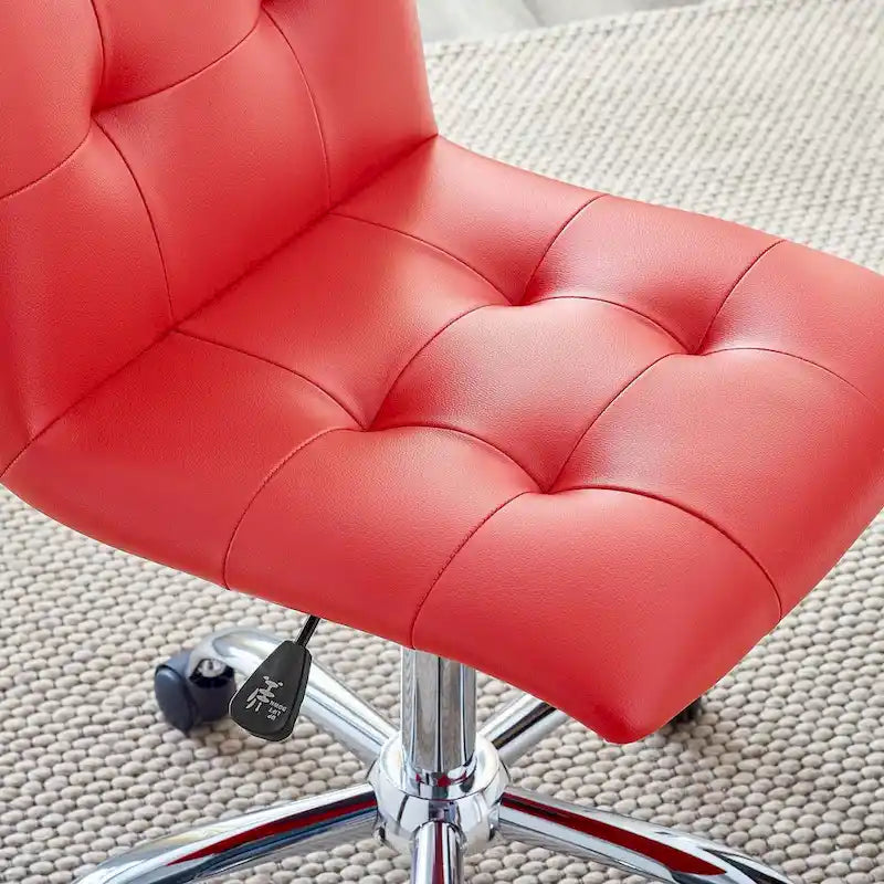 Chaise de bureau mi-haute sans accoudoirs, similicuir, simple, 8 couleurs