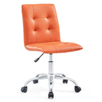 Chaise de bureau mi-haute sans accoudoirs, similicuir, simple, 8 couleurs