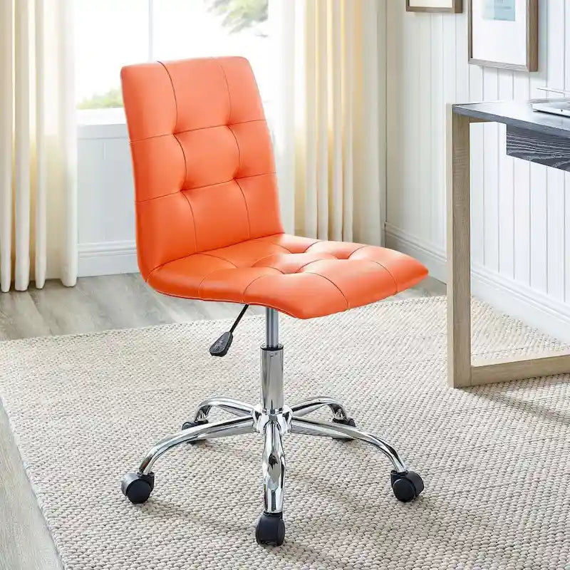 Chaise de bureau mi-haute sans accoudoirs, similicuir, simple, 8 couleurs