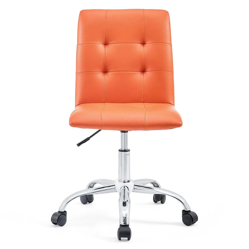 Chaise de bureau mi-haute sans accoudoirs, similicuir, simple, 8 couleurs