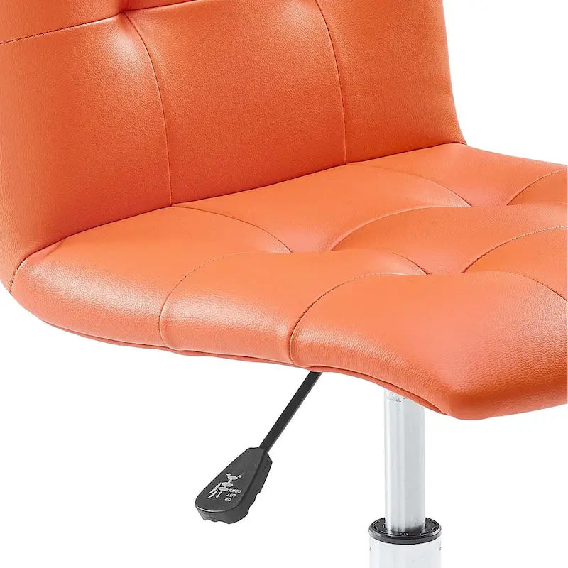 Chaise de bureau mi-haute sans accoudoirs, similicuir, simple, 8 couleurs