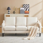 Canapé 3 places en tissu beige/gris, 72" moderne avec pieds en bois et métal
