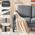 Canapé 3 places en tissu beige/gris, 72" moderne avec pieds en bois et métal