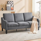 Canapé 3 places en tissu beige/gris, 72" moderne avec pieds en bois et métal