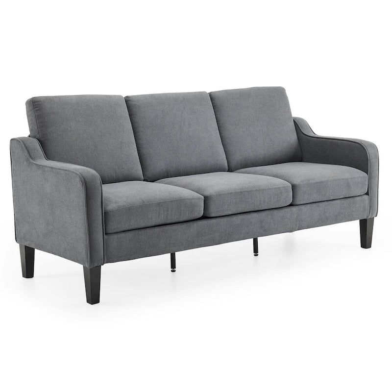 Canapé 3 places en tissu beige/gris, 72" moderne avec pieds en bois et métal