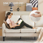 Canapé 3 places en tissu beige/gris, 72" moderne avec pieds en bois et métal