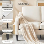 Canapé 3 places en tissu beige/gris, 72" moderne avec pieds en bois et métal