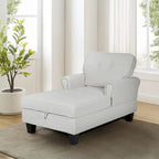 Chaise Lounge Indoor Sleeper Sofa Bed Chair Upholstered Lounge Chair for Bedroom Living Room with Rivets Beige