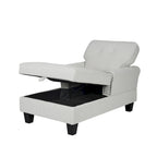Chaise longue et banc de rangement en velours côtelé marron/beige – Modèle 2-en-1, une place
