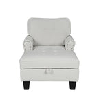 Chaise longue et banc de rangement en velours côtelé marron/beige – Modèle 2-en-1, une place