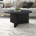 Table basse ronde, grain noir / chêne gris vieilli / aulne blanc, piètement en X, pour 1 personne