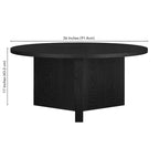 Table basse ronde, grain noir / chêne gris vieilli / aulne blanc, piètement en X, pour 1 personne