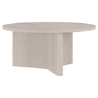 Table basse ronde, grain noir / chêne gris vieilli / aulne blanc, piètement en X, pour 1 personne