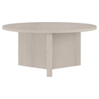Table basse ronde, grain noir / chêne gris vieilli / aulne blanc, piètement en X, pour 1 personne