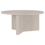 Table basse ronde, grain noir / chêne gris vieilli / aulne blanc, piètement en X, pour 1 personne