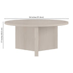 Table basse ronde, grain noir / chêne gris vieilli / aulne blanc, piètement en X, pour 1 personne