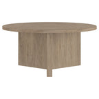 Table basse ronde, grain noir / chêne gris vieilli / aulne blanc, piètement en X, pour 1 personne