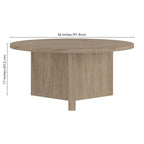 Table basse ronde, grain noir / chêne gris vieilli / aulne blanc, piètement en X, pour 1 personne
