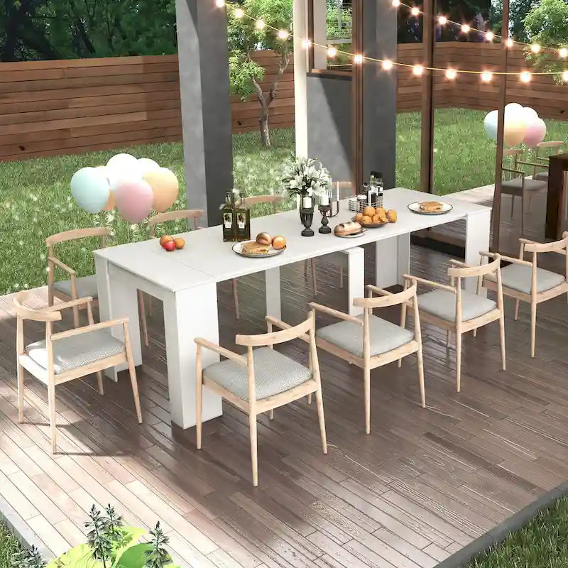 Console et table à manger extensibles 2-en-1, 4 à 8 places | Blanc / Naturel / Marbre / Noyer / Gris